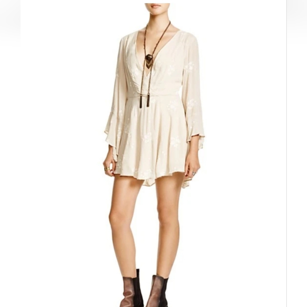 Free People Almond Jasmine Embroidered Fit & Flare Dress size 4 - Picture 2 of 14